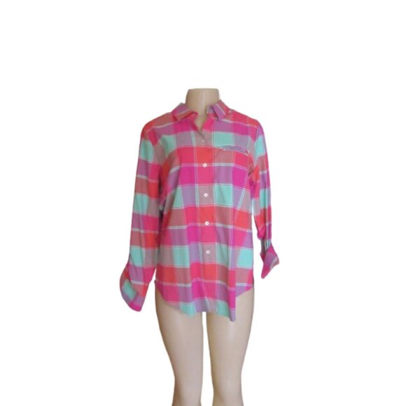 Foxcroft Sun Protection UPF 50 Button Down Shirt w Roll Up Sleeves Size 10 - Picture 2 of 7